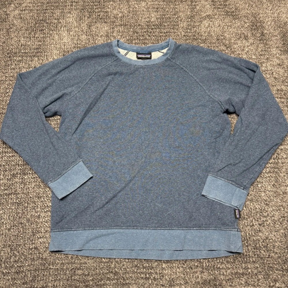 Patagonia Mens Long Sleeve Sweatshirt Crewneck Pullover L Blue Hemp Cotton